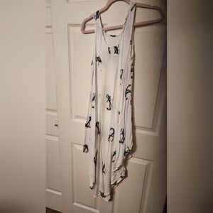 White Sleeveless Dress with Anchor Print